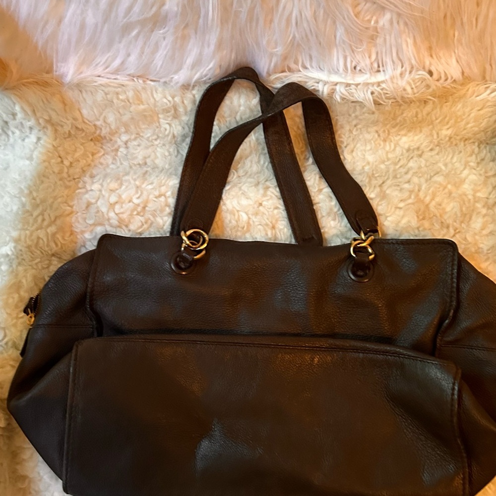 CHANEL Brown Leather Shoulder Bag with Timeless Design